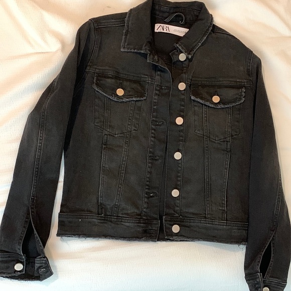 Zara Black Denim Jacket size S - Picture 1 of 5